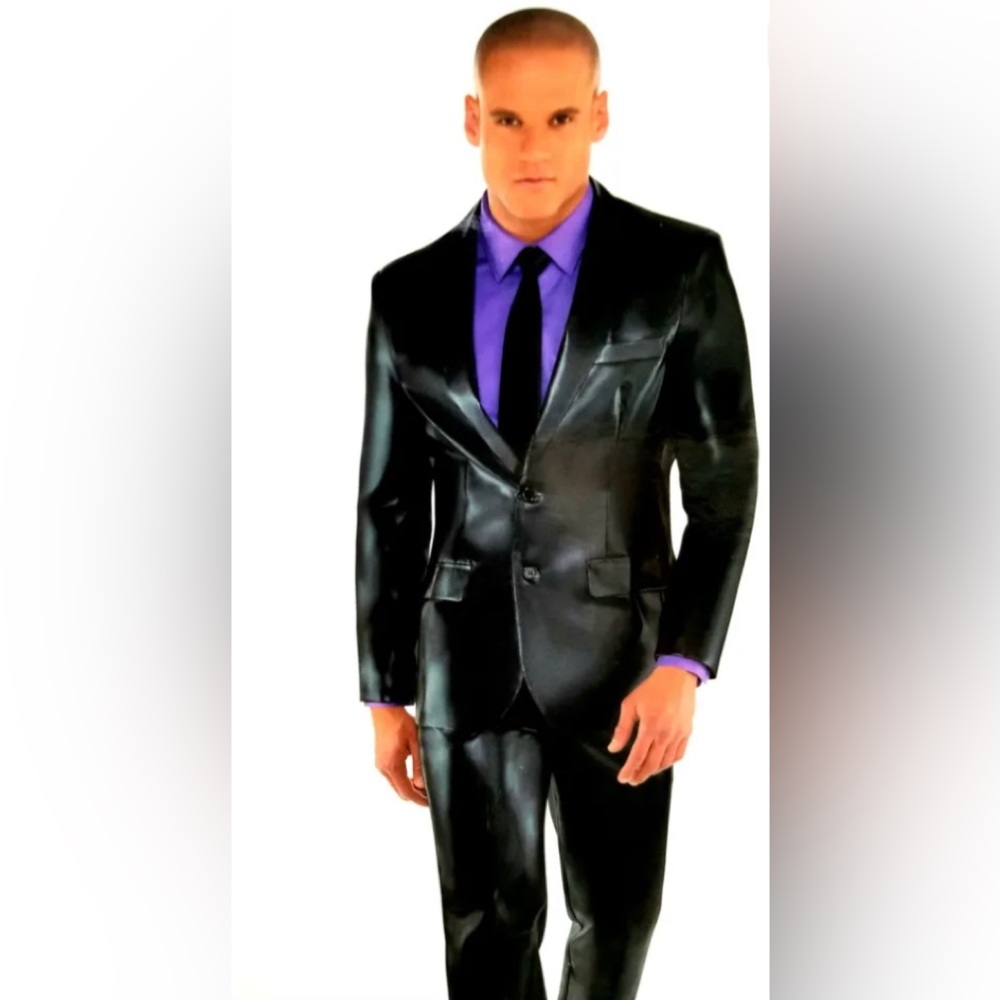 SUITMEISTER Black Sparkle Suit With Tie (3 Piece)